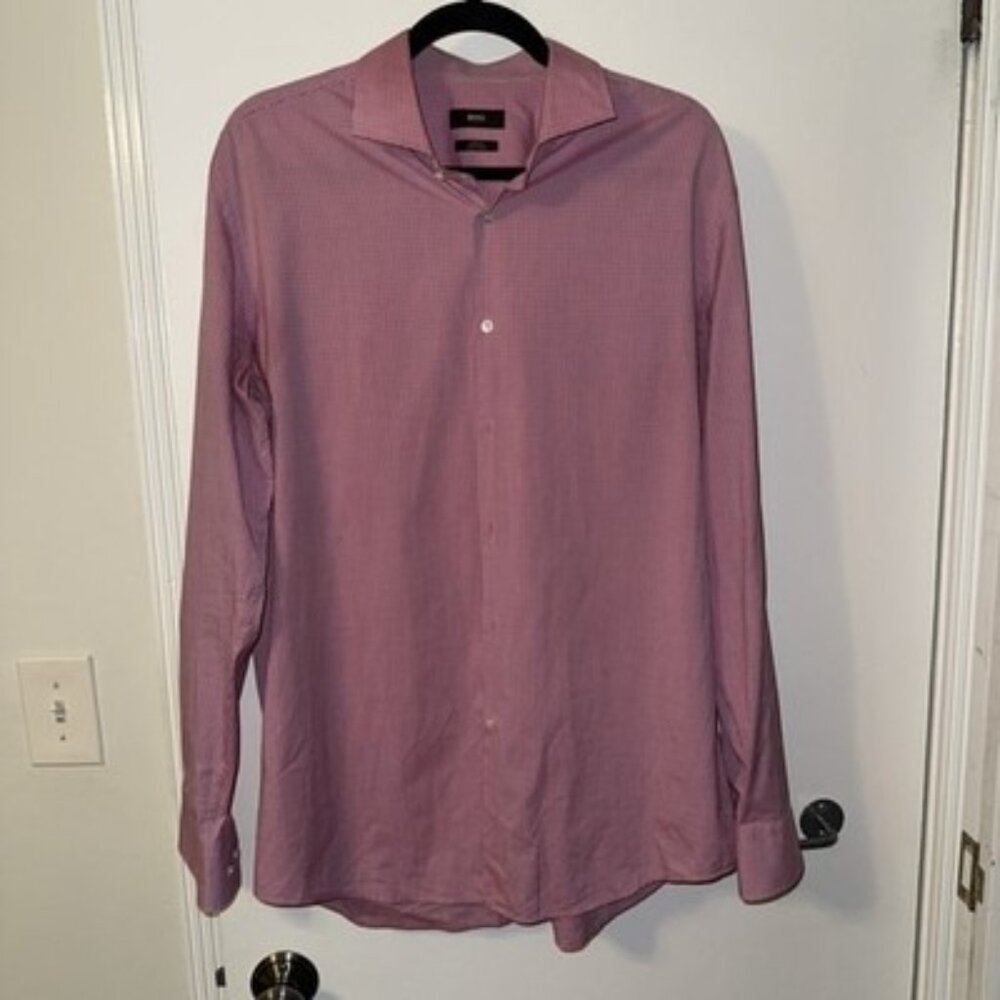 HUGO BOSS Men Jaron Slim Fit Easy Iron Dress Shirt 17-43